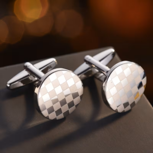 A Pair of Men's Laser-crafted Minimalist Cufflinks in Silvery