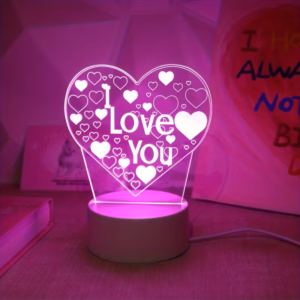 1pc Pink Light Loveyou 3D Night Light