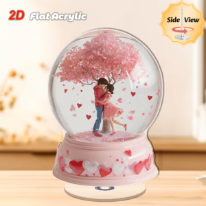 2D Flat, 1pc Rotating Acrylic Cherry Blossom Couple Desktop Globe