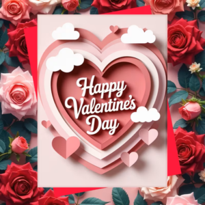 Pink Heart Layered Valentine'S Day Card