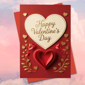 1pc Elegant 3D Heart Valentine's Day Card